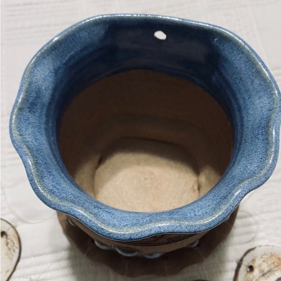 Terry Myhren Studio Art Pottery Wall Hanging Planter Wind Chime, Blue, Signed - Picture 8 of 10
